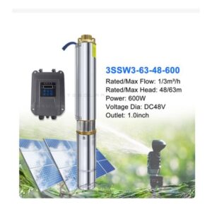 Pompe à eau solaire immergée - 600 W - Volume Max 3m3/h - 6 Mois